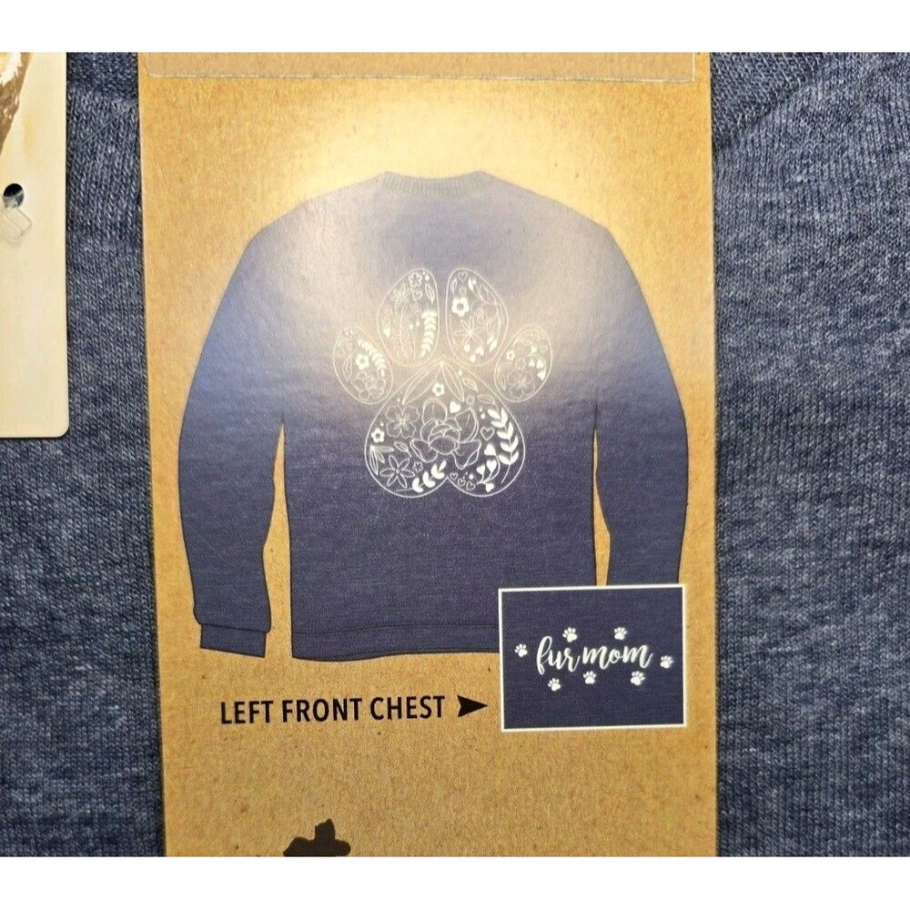 NWT Womens Fur Mom Paw Print Long Sleeve T Shirt Heathered Gray XXL Animals